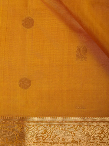 Yellow buttas Motif Pure Kanchipuram Silk Saree - Diadem