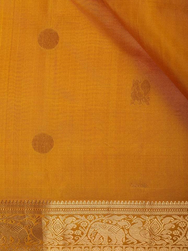Yellow buttas Motif Pure Kanchipuram Silk Saree - Diadem