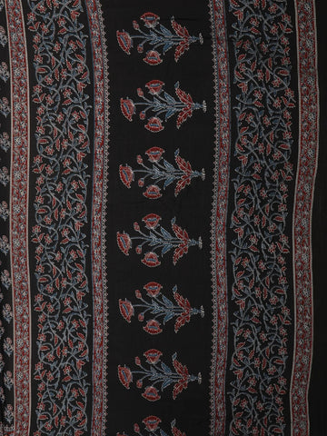 Black Floral Design Cotton Saree - Diadem