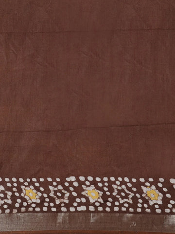 Brown Abstract Designed Cotton Fancy Saree - Diadem