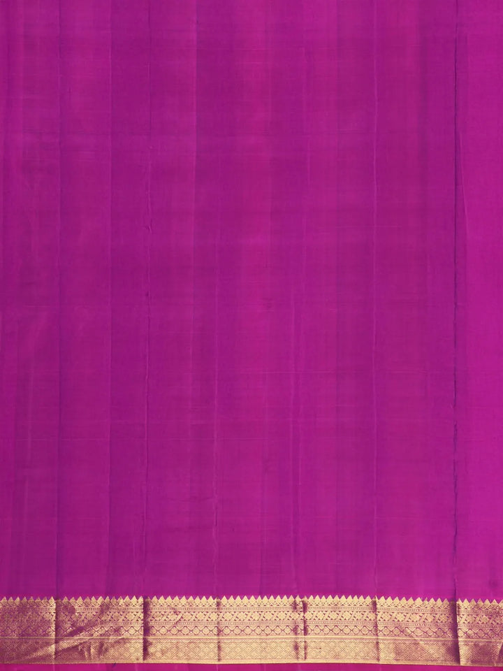 Violet Floral Motifs Pure Kanchipuram Silk Saree - Diadem