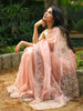 Peach Floral Embroidered Organza Designer Saree