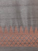 Dark Grey Abstract Designed Semi Tussar Silk Saree