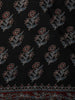 Black Floral Design Cotton Saree - Diadem