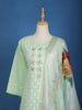 Pista Green Floral Embroidery Cotton Salwar Suit - Diadem