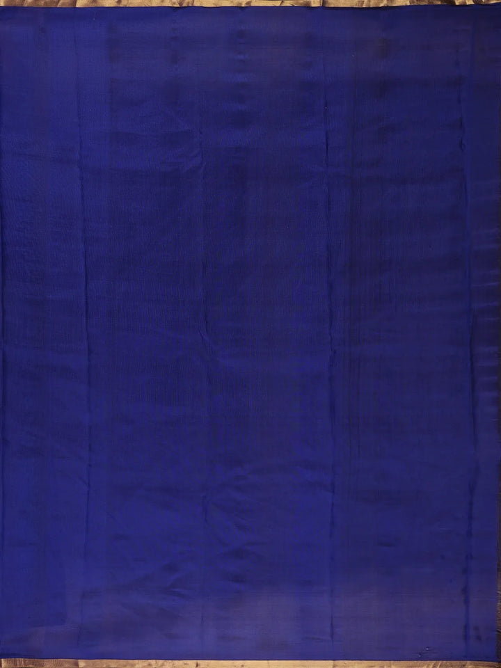 Royal Blue Checked Peacock Motif Kanchipuram Silk Saree - Diadem
