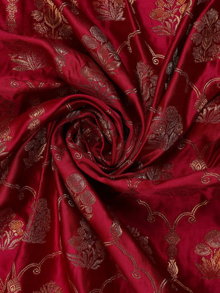Pink Floral Designed Bridal Banarasi Silk Saree - Diadem
