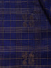 Royal Blue Checked Peacock Motif Kanchipuram Silk Saree - Diadem