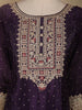 Dark Purple Floral Designed Crepe Anarkali Salwar Suit - Diadem