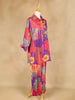 Dark Pink Salwar Suit Adorned with Printed Flower Design and with Collar and 3/4 Sleeve