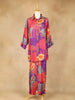 Dark Pink Salwar Suit Adorned with Printed Flower Design and with Collar and 3/4 Sleeve