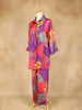 Dark Pink Salwar Suit Adorned with Printed Flower Design and with Collar and 3/4 Sleeve