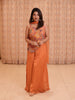 Sunset Orange Floral Beads and Thread Embroidered Design Tissue Palazzo Suit with Dupatta