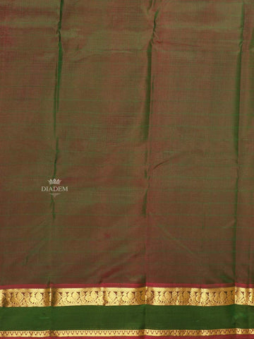 Green Pure Kanchipuram Bridal Silk Saree with Plain Body Design with Zari Border - Diadem