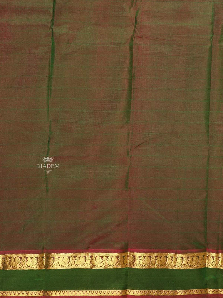 Green Pure Kanchipuram Bridal Silk Saree with Plain Body Design with Zari Border - Diadem