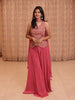 Queen Pink Floral Sequins and Zardozi Embroidered Design Tissue Palazzo Suit with Choker Dupatta