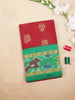 Maroon Silk Cotton Saree with Floral Design on the Body with Ikat Designed Border