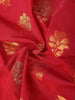 Maroon Silk Cotton Saree with Floral Design on the Body with Ikat Designed Border