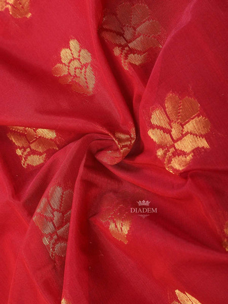 Maroon Silk Cotton Saree with Floral Design on the Body with Ikat Designed Border - Diadem