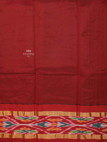 Light Brown Silk Cotton Saree Featuring Geometric Prints Across The Body With Golden Traditional Border - Diadem