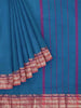 Peacock Blue Kanchi Cotton Saree with Plain Thread Butta on the body and Zari Border