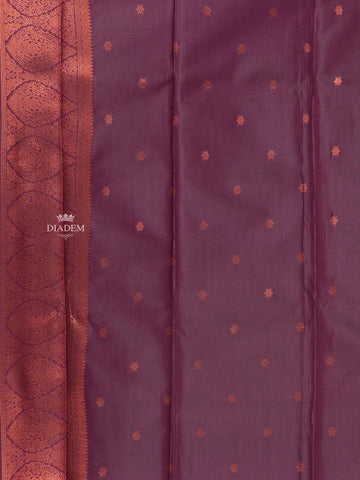 Grey Art Silk Saree with Leaf Grid Design on the Body with Contrast Border - Diadem