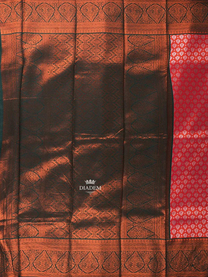 Pink Art Silk Saree with Grid Flower Design on the Body with Contrast Designed Border - Diadem