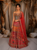 Multicolour Pearls And Mirror Work Embroidered Design Bridesmaids Shimmer Lehenga with Dupatta