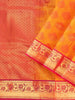 Orange Art Silk Saree With Floral Motif On the Body with Contrast Zari Border