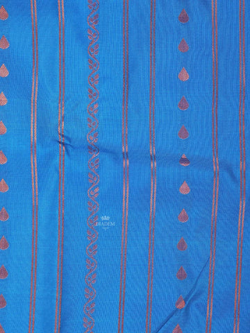 Blue Art Silk Saree with Leaf and Flowers Design On the Body with Designed Border - Diadem