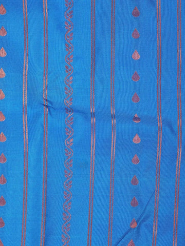 Blue Art Silk Saree with Leaf and Flowers Design On the Body with Designed Border - Diadem