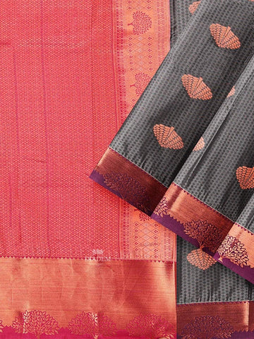 Dark Green Art Silk Saree with Zari Butta on the body and Contrast Zari Border - Diadem