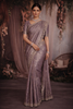 Light Lavender Floral Sequins Embroidered Design Pure Tissue  Silk Saree with Scalloped Border