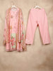 Baby Pink Straight Cut Salwar Suit for Girls Adorned with Sequins and Flower Design with Dupatta - Diadem