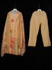 Yellow Semi Banaras Straight Cut Salwar Suits Adorned with Floral Prints and Beads, paired with Dupatta - Diadem