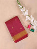 Maroon Pure Kanchipuram Bridal Silk Saree with Stripes and Flower Design on the Body with Zari Border