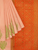 Peach Art Silk Saree with Floral Motif on the body and without Border