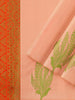 Peach Art Silk Saree with Floral Motif on the body and without Border