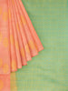 Peach Silk Saree with Zari Butta on the body and without Border