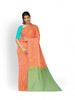 Peach Silk Saree with Zari Butta on the body and without Border