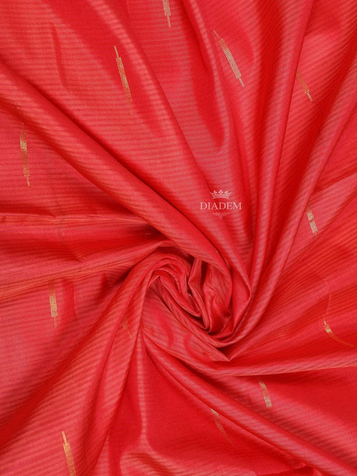 Red Soft Silk Saree with Zari Butta Design on the Body with Contrast Border - Diadem