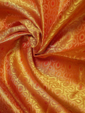 Orange Soft Silk Saree with Zari Butta Design on the Body with Contrast Border - Diadem