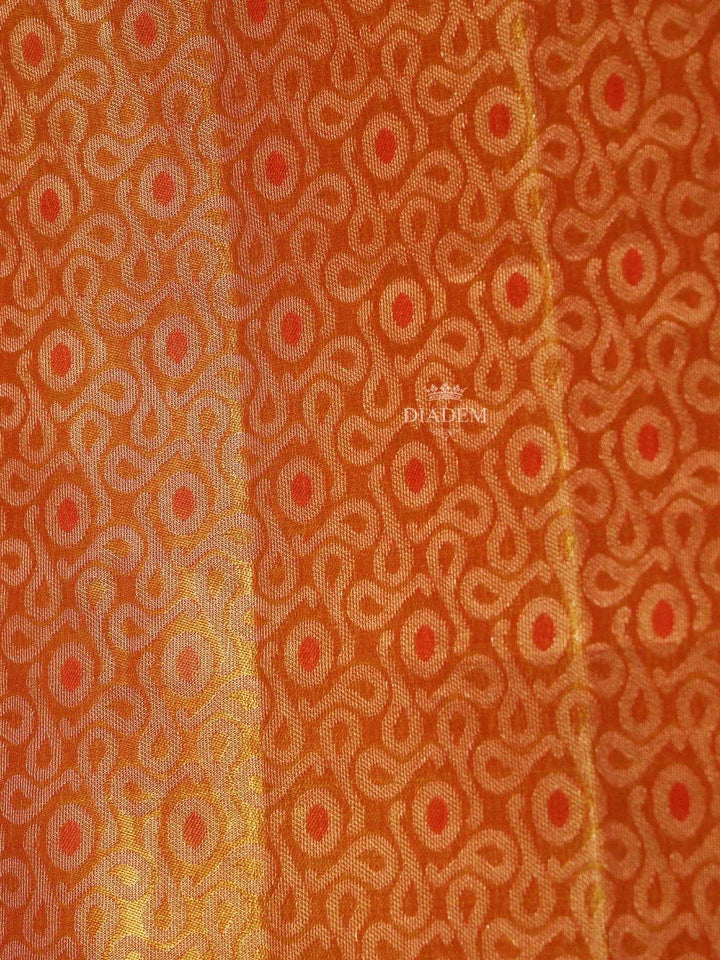 Orange Soft Silk Saree with Zari Butta Design on the Body with Contrast Border - Diadem