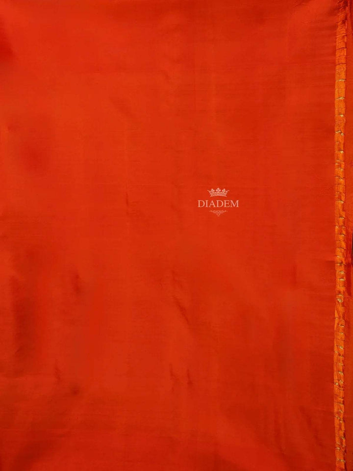 Orange Soft Silk Saree with Zari Butta Design on the Body with Contrast Border - Diadem