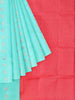 Aqua Green Silk Saree with Zari Butta on the body and Without Border
