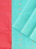 Aqua Green Silk Saree with Zari Butta on the body and Without Border