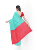 Aqua Green Silk Saree with Zari Butta on the body and Without Border