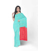 Aqua Green Silk Saree with Zari Butta on the body and Without Border
