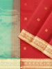 Red Silk Saree with Zari Butta on the Body and Contrast Zari Border
