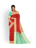 Red Silk Saree with Zari Butta on the Body and Contrast Zari Border